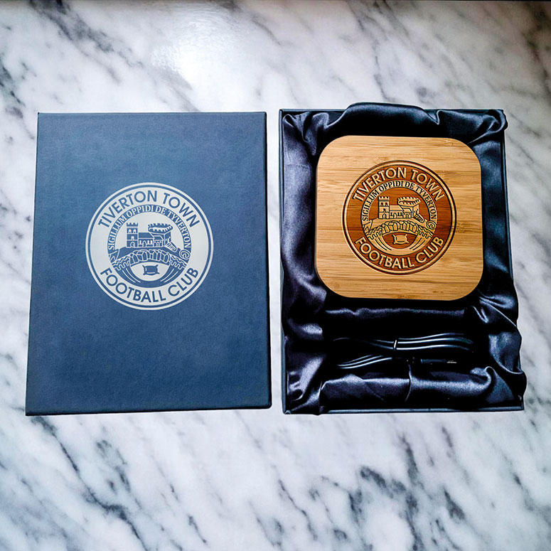 Tiverton Town FC - Bamboo Wireless Charger and Gift Box