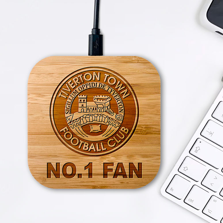Tiverton Town FC - No.1 Fan - Bamboo Wireless Charger