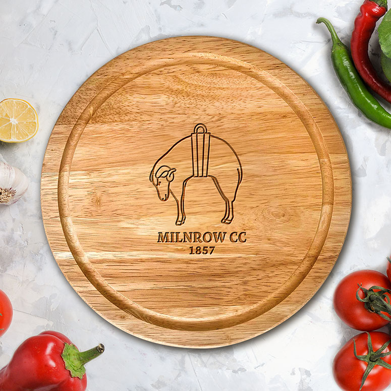 Milnrow Cricket Club - Wooden Circular Chopping/Cheese Board