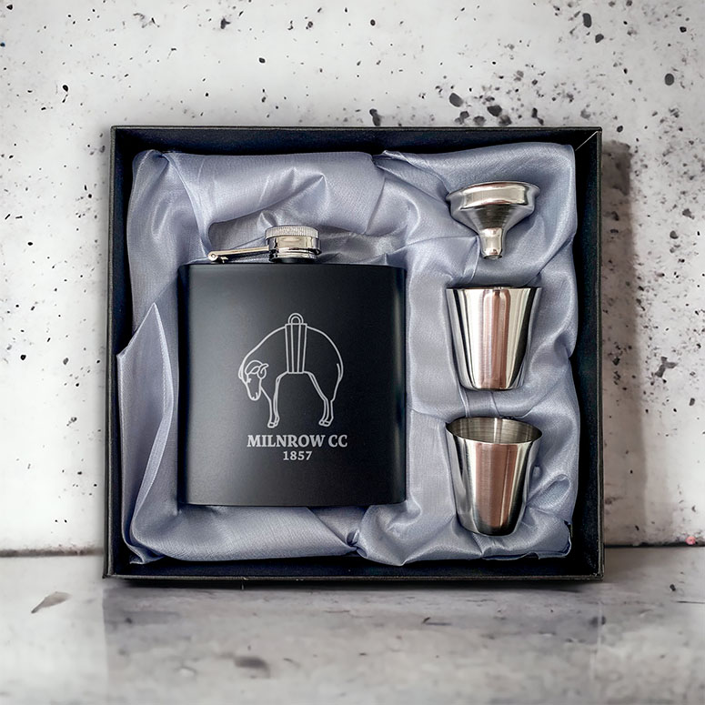 Best Seller - Milnrow Cricket Club - Hip Flask Gift Set