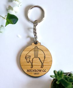 Milnrow Cricket Club - Official Wooden Crest Keyring