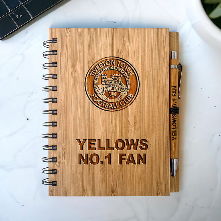 Tiverton Town Football Club - Bamboo Notepad & Pen - Yellows No.1 Fan