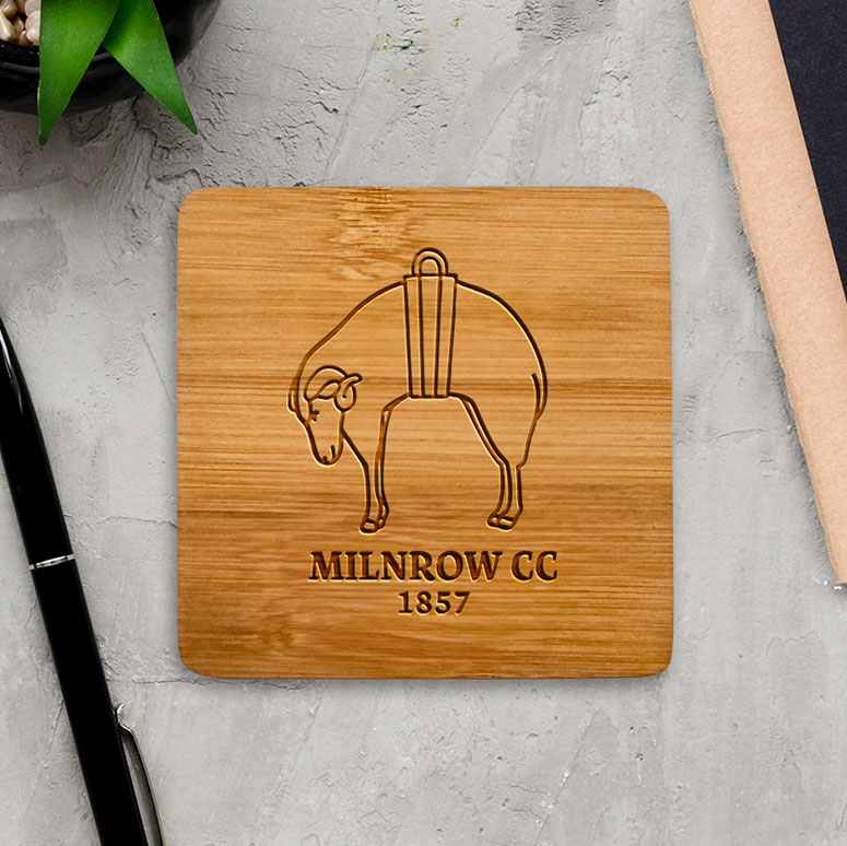 Milnrow Cricket Club - Wooden Coaster (Single)