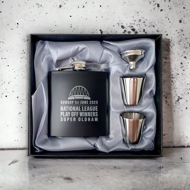 Oldham Wembley 2025 Hip Flask Gift Set