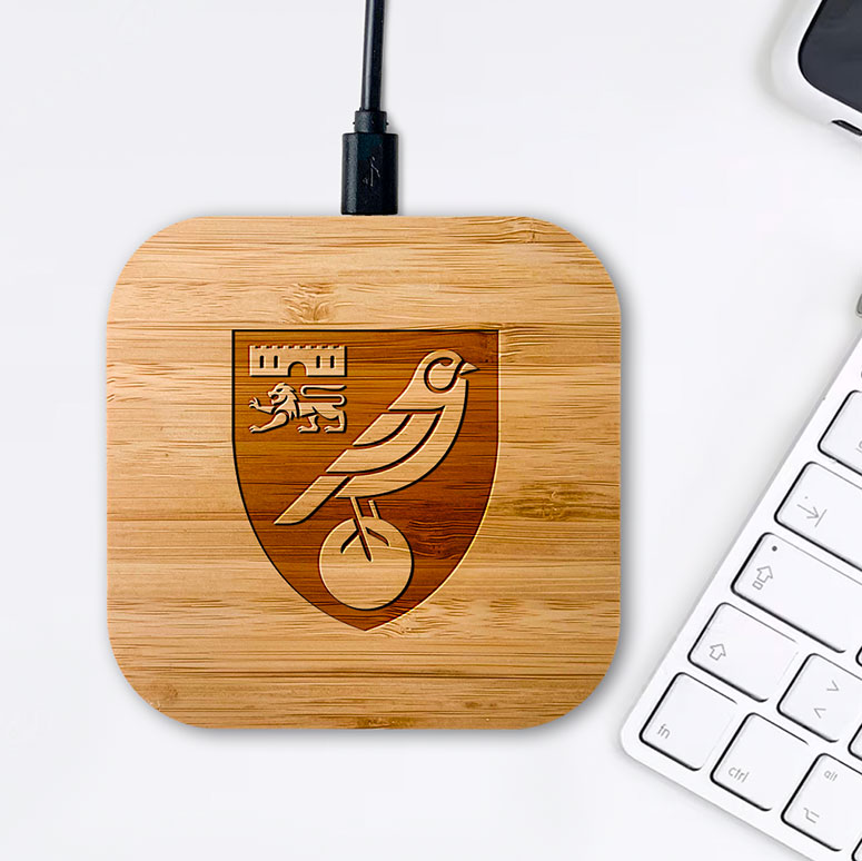 Norwich City FC Bamboo Wireless Charger