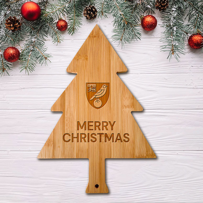 Norwich City FC - Bamboo Christmas Tree Chopping Board