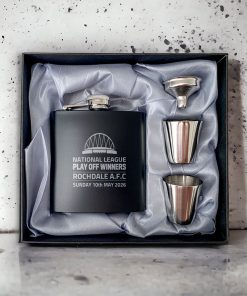 2026 Wembley Rochdale AFC 'Play Off Winners' Hip Flask Gift Set