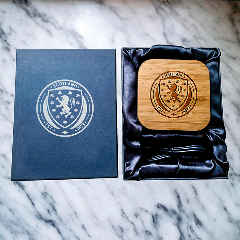 Scotland National Team - Bamboo Wireless Charger In Branded Box