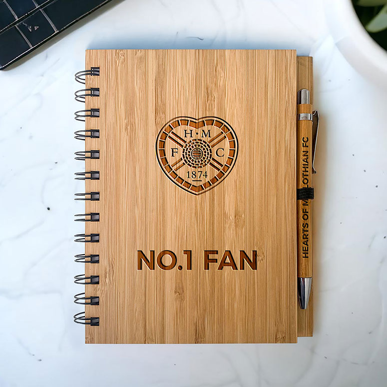 Hearts Football Club Crest - Bamboo Notepad & Pen - No1 Fan